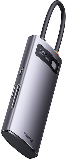 Baseus Hub 6 Θυρών USB 3.0 με σύνδεση USB-C Γκρι