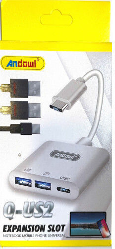 Andowl Hub 3 Θυρών USB 2.0 με σύνδεση USB-C Λευκό