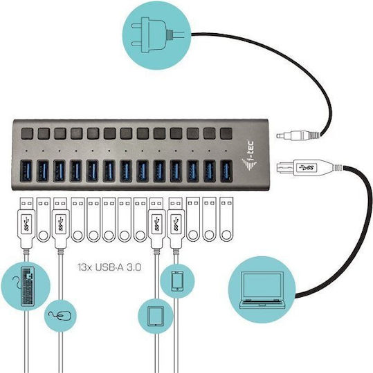 i-tec Hub 13 Θυρών USB 3.0 με σύνδεση USB-A