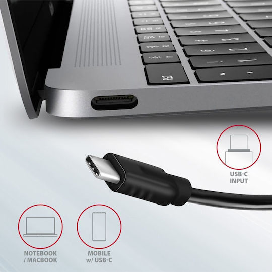 Axagon Hub 4 Ports USB 3.2 with USB-C Connection Gray