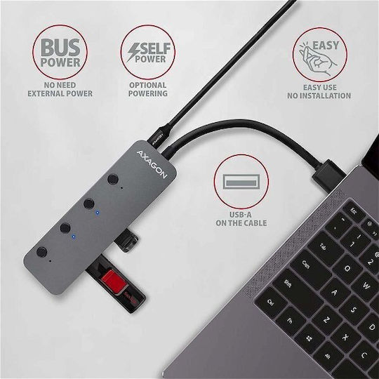 Axagon USB Хъб 4 Порта USB 3.2 с Връзка USB-A