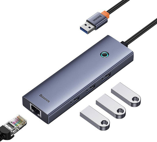 Baseus Ultrajoy USB Хъб с 4 USB 3.0 Порта и USB-A Връзка Сив