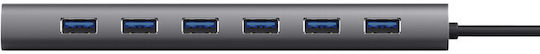 Trust Halyx USB Хъб 7 Порта USB 3.2 с USB-A Интерфейс Сив