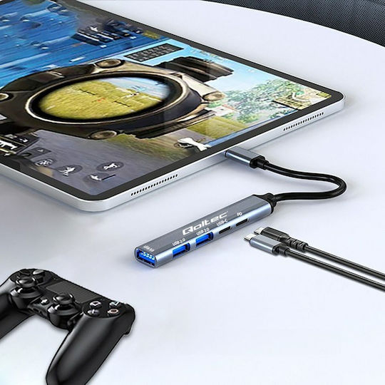 Qoltec Hub 10 Θυρών USB 2.0 με σύνδεση USB-C Γκρι