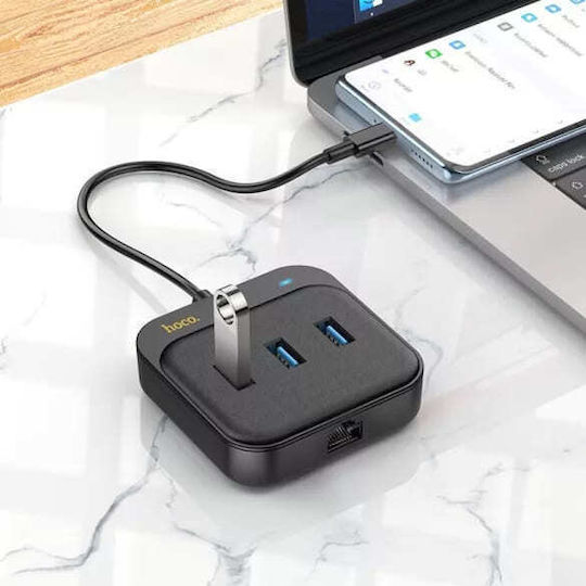 Hoco HB35 Hub 3 Θυρών USB 3.0 με σύνδεση USB-C / Ethernet