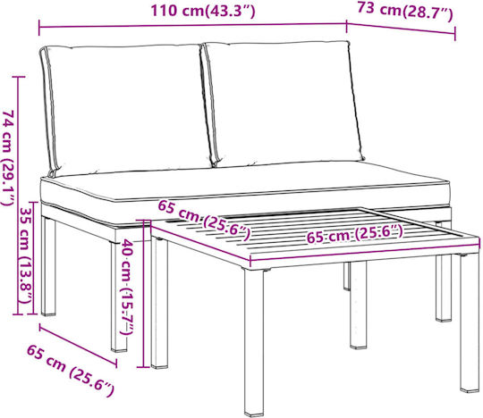 vidaXL Garten- und Outdoor-Möbelsets Wohnzimmer Typsatz 2 Stück Schwarz mit Kissen