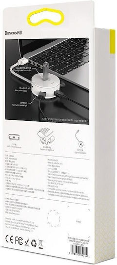 Baseus Round Box Hub 3 Θυρών USB 3.0 με σύνδεση USB-A Λευκό
