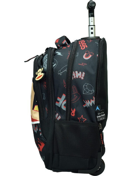Paul Frank School Bag Trolley Elementary, Elementary Black with Water Bottle Holder 44Liters