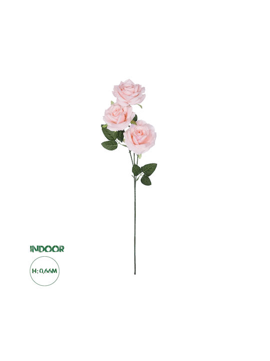 GloboStar Ramură Decorativă Artificială Rose Pink 66cm 1buc