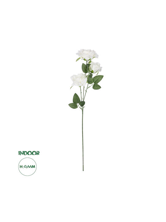 GloboStar Artificial Decorative Branch Rose White 66cm 1pcs