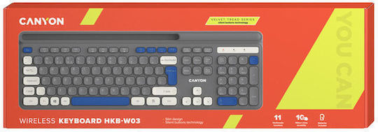 Canyon HKB-W03 Kabellos Nur Tastatur Englisch US Gray