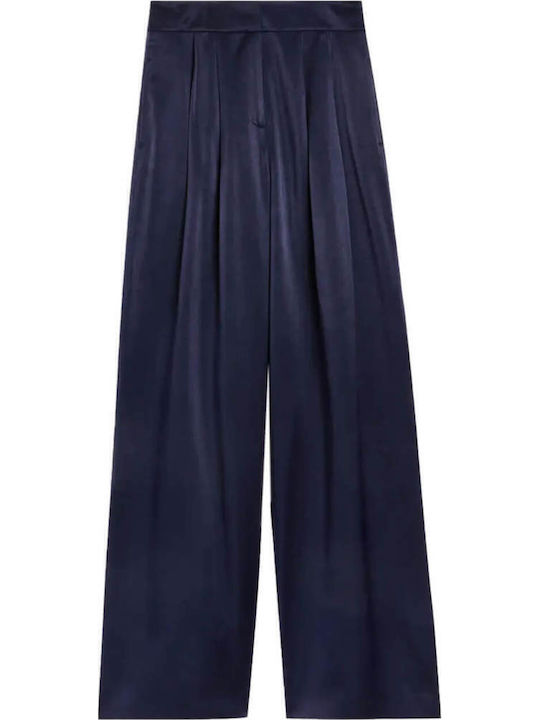 Women's Fabric Trousers Wide Line Blue
