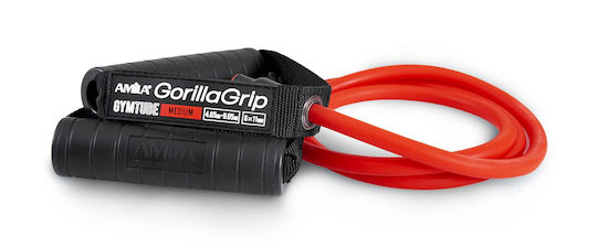 AMILA Gorilla Grip Gym Resistance Tube Moderate with Handles Red 1.4m