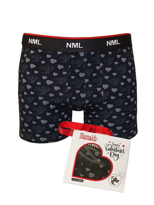 Namaldi Boxeri pentru bărbați Black Love cu modele 1Pachet