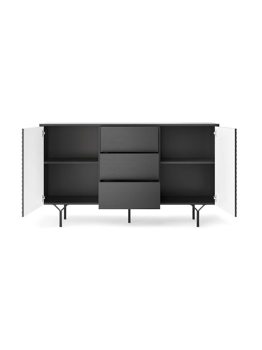 Μπουφές Raven Ξύλινος με Συρτάρια Ανθρακί 144x38x83cm
