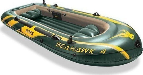 Intex Seahawk 4 Aufblasbare Boote 4 Personen Grüne mit 2 Paddeln & Pumpe 351x145cm