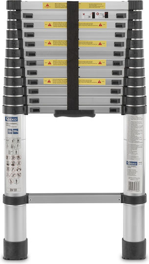Geko Telescopic Ladder Aluminum of Steps with Maximum Height 3.8m