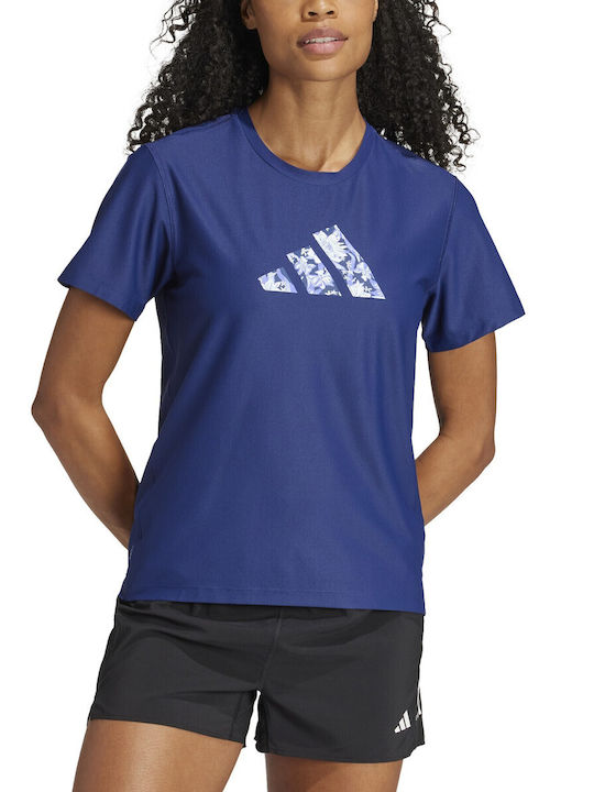 Adidas Damen Sportlich T-shirt Schnell trocknend mit Transparenz Blau