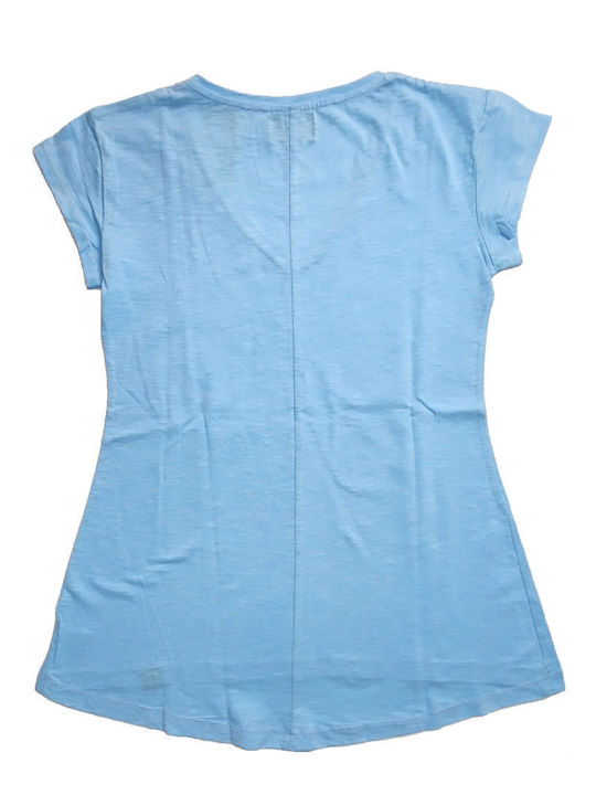 Paco & Co Damen T-shirt mit V-Ausschnitt Hellblau