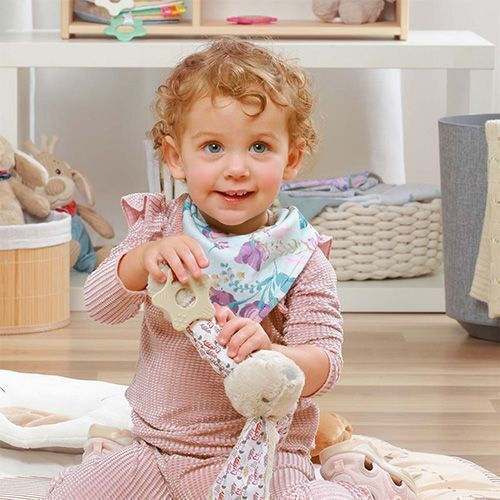 Babyono Μπαντάνα από 100% Βαμβάκι με Κουμπί Floral 2τμχ