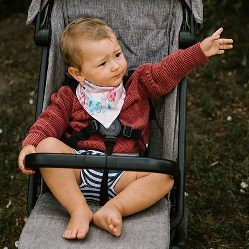 Babyono Jungle Bandana Baby Bibs 100% Cotton Grey for 0 m+ 2 Pieces