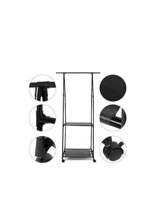 Rollbar Kleiderständer Schwarz 85x37x158cm