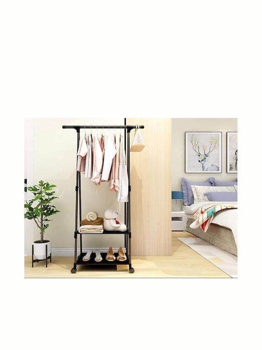 Rollbar Kleiderständer Schwarz 85x37x158cm