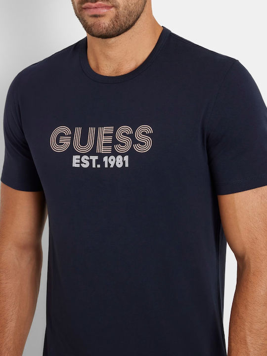 Guess Мъжко Тениска с Къс Ръкав BLUE