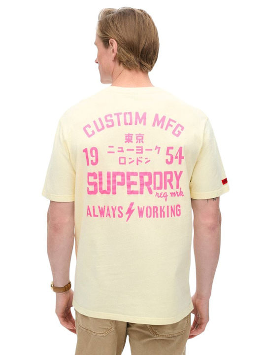 Superdry M D1 Ovin T-shirt Bărbătesc cu Mânecă Scurtă Cream