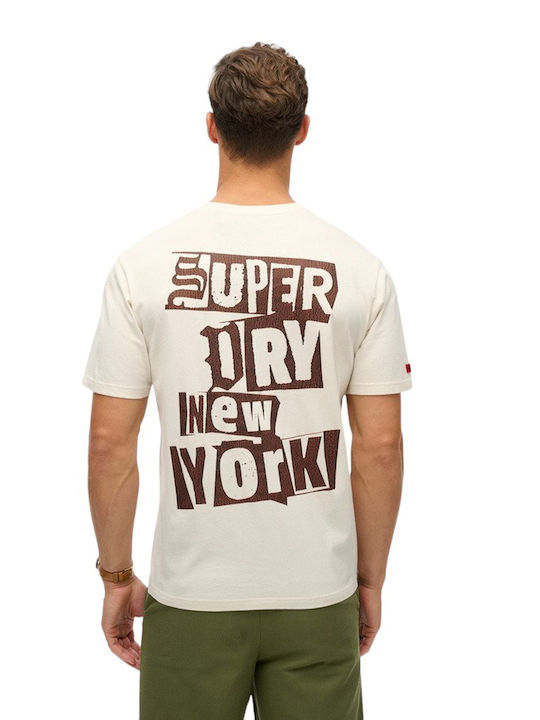 Superdry M D1 Ovin Ανδρικό T-shirt Κοντομάνικο Cream