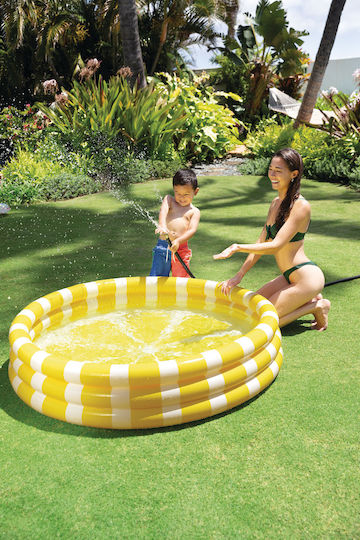 Intex Παιδική Στρογγυλή Πισίνα PVC 330lt Φουσκωτή 147x33εκ. Κίτρινη