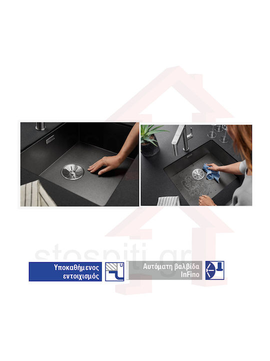 Blanco Zerox 500 U 526243 Undermount Sink Inox with Faucet W54xD44cm Gray