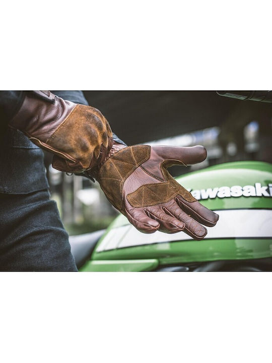 Fuel Motorcycles Χειμερινά Ανδρικά Γάντια Μηχανής Δερμάτινα Καφέ