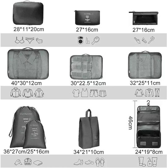 Giftland Storage Case for Bags in Black Color 9pcs