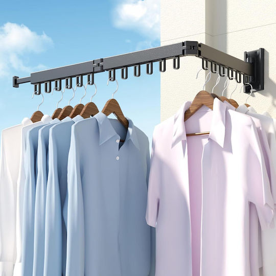 Single Wall-Mounted Bathroom Rail ​114x114cm Black