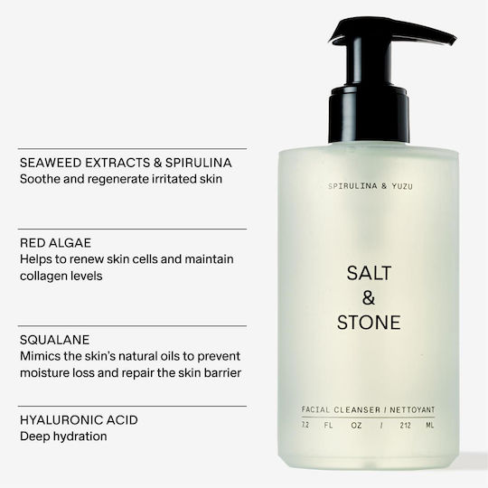 Salt & Stone Sprirulina & Yuzu Течен Почистване Лице 212мл