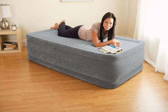 Intex Air Mattress Single with Integrated Electric Pump Comfort Plush Twin 191x99x46cm