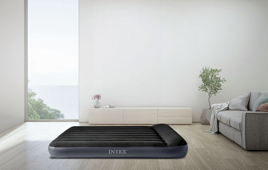 Intex Φουσκωτό Στρώμα Ύπνου Διπλό με Ενσωματωμένη Ηλεκτρική Αντλία Classic Queen 203x152x25εκ. Μαύρο