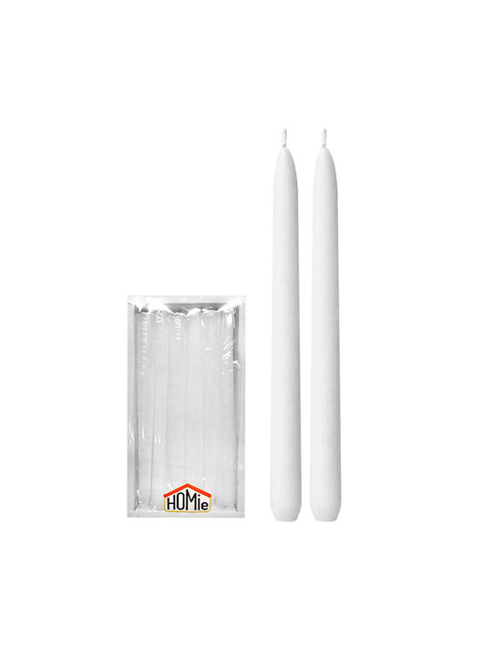 HOMie Dekoratives Kerze Kegel Weiß 20cm 12 Stücke