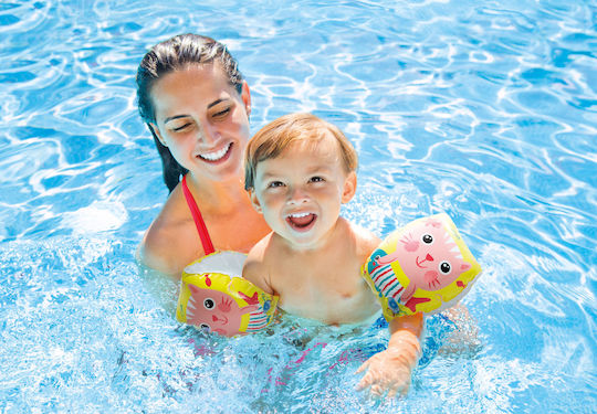 Intex Happy Kitten Swimming Armbands from Vinyl 0.5-3 years 20x15cm. Yellow