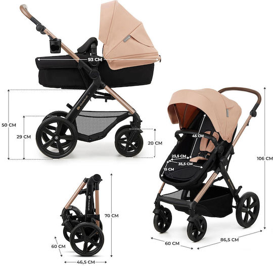 Kinderkraft Moov 2 Adjustable 3 in 1 Baby Stroller Suitable for Newborn Sand Beige 16kg