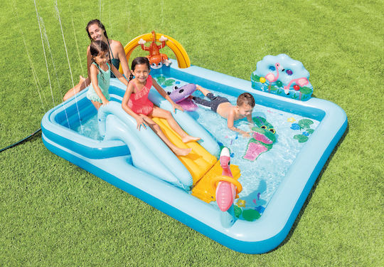 Intex Jungle Adventure Play Center Children's Swimming Pool 57l Inflatable 257x216x71cm Light Blue