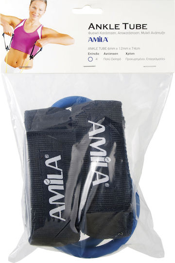 AMILA Bandă de rezistență pentru exerciții Circular Lifebuoy Foarte Dur cu mânere Albastru 0.37m