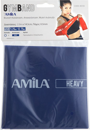 AMILA Elastic Gym Band Hard Blue 2.5m