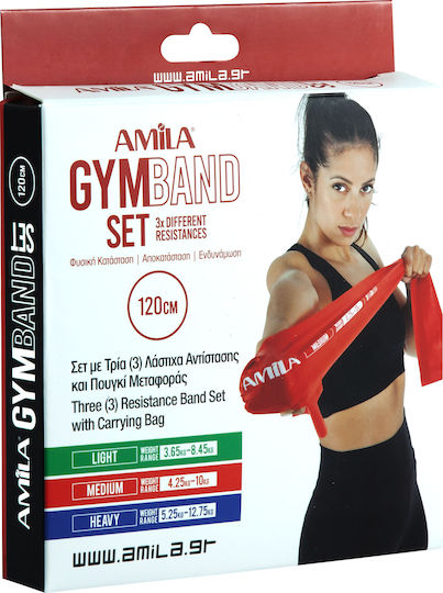 AMILA Resistance Bands Set 3pcs Multicolored 1.2m