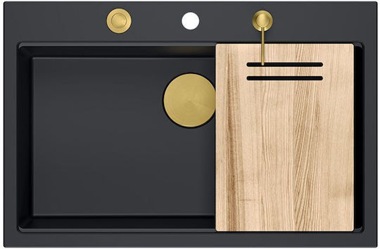 GraniteQ Marc Drop-In Sink Inox W76xD50cm Gray