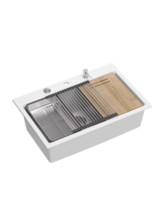 GraniteQ Ένθετος Νεροχύτης Inox Μ76xΠ50cm Γκρι