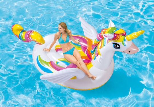 Intex Mega Island Παιδικό Φουσκωτό Στρώμα Θαλάσσης Unicorn 2 Ατόμων με Χειρολαβές 251x163cm