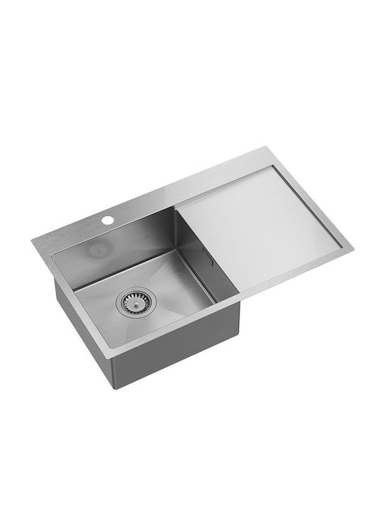 Quadron Ένθετος Νεροχύτης Γωνιακός Inox Brushed με Μπαταρία ΜxΠ Γκρι 5903242535871