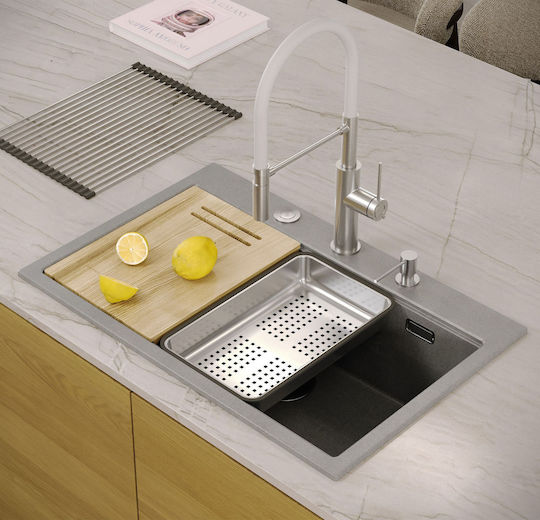 GraniteQ Ένθετος Νεροχύτης Inox Μ76xΠ50cm Γκρι